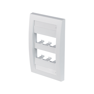 Placa de Pared Vertical Ejecutiva, Salida Para 6 Puertos Mini-Com, Con Espacios Para Etiquetas, Color Blanco