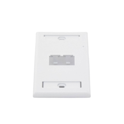 Placa de Pared Vertical Clásica, Salida Para 2 Puertos Mini-Com, Con Espacios Para Etiquetas, Color Blanco