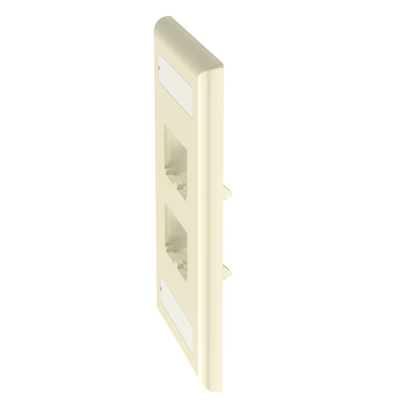 Placa de Pared Vertical Clásica, Salida Para 4 Puertos Mini-Com, Con Espacios Para Etiquetas, Color Marfil