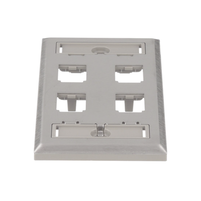 Placa de Pared Vertical, de Acero Inoxidable, Salida Para 4 Puertos Mini-Com, Con Espacios Para Etiquetas