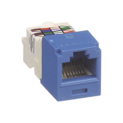 Conector Jack RJ45 Estilo TP, Mini-Com, Categoría 6, de 8 posiciones y 8 cables, Color Azul