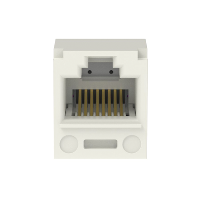 Conector Jack RJ45 Estilo TP, Mini-Com, Categoría 6, de 8 posiciones y 8 cables, Color Blanco Mate