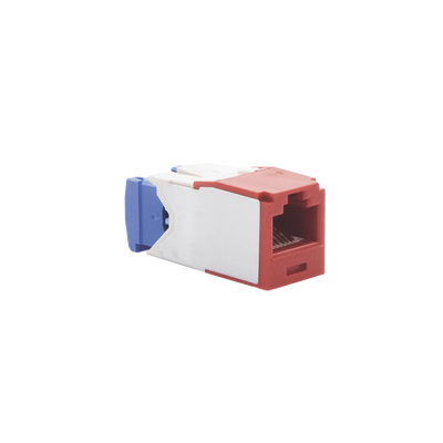 Conector Jack RJ45 Estilo TG, Mini-Com, Categoría 6A, de 8 posiciones y 8 cables, Color Rojo