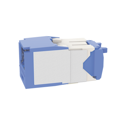 Conector Jack RJ45 Estilo TG con Ventana, Mini-Com, Categoría 6A, de 8 posiciones y 8 cables, Color Azul