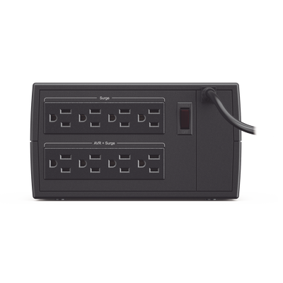 Regulador De Voltaje de 1500VA/750W, Entrada NEMA 5-15P, Con 8 Salidas NEMA 5-15R y Supresión de Picos a 245 Joules