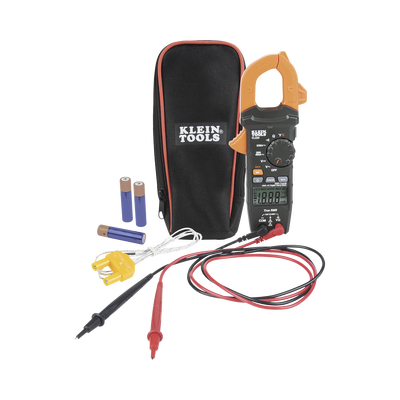 Amperímetro Digital de Gancho de Rango Automático de 400 A CA con Medidor de Temperatura.