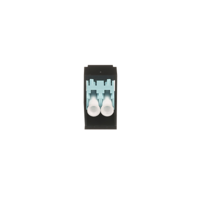 Módulo Acoplador LC Duplex, para Fibra Óptica Multimodo OM3/OM4, Tipo Mini-Com, Color Aqua