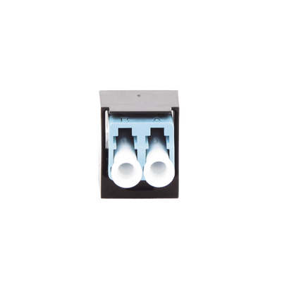 Módulo Acoplador LC Duplex, para Fibra Óptica Multimodo OM3/OM4, Tipo Mini-Com, Color Aqua