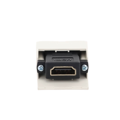 Módulo Acoplador HDMI 2.0, Hembra a Hembra Tipo-A, Categoría 2, Uso en 2 Puertos Mini-Com, Color Blanco Mate