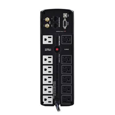 UPS de 1500 VA/900 W, Topología Línea Interactiva, Entrada 120 Vca NEMA 5-15P, Tipo Mini Torre, Con 12 Tomas NEMA 5-15R
