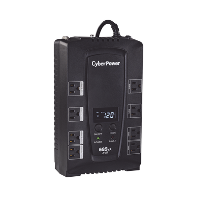 UPS de 685 VA/390 W, Topología Línea Interactiva, Entrada 120 Vca NEMA 5-15P, Tipo Gabinete Compacto, Con 8 Tomas NEMA 5-15R