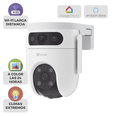 Cámara PT Doble Lente / 6 Megapixel (3MP+3MP) / IA Detección Humana y Vehiculo / Vision Nocturna a Color / Vista Simultánea de camara PT y Cámara Fija / Proteccion IP65 / Audio Bidireccional