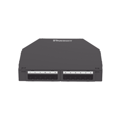 Punto de Consolidación de 24 Puertos Mini-Com, Instalación en Piso o Pared, Fabricado en Aluminio, Color Negro