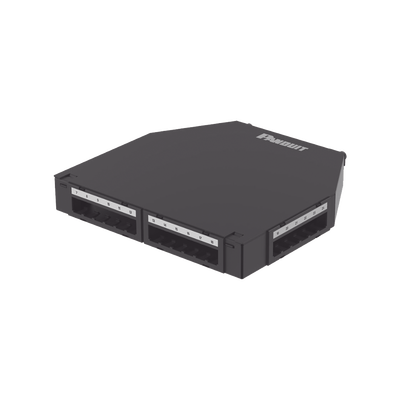 Punto de Consolidación de 24 Puertos Mini-Com, Instalación en Piso o Pared, Fabricado en Aluminio, Color Negro