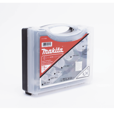 Kit de broca sierras (3/4 - 2 1/4 in) incluye 6 piezas de broca sierras, 2 adaptadores y resorte de expulsión.