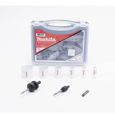 Kit de broca sierras (3/4 - 2 1/4 in) incluye 6 piezas de broca sierras, 2 adaptadores y resorte de expulsión.