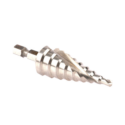 Broca escalonada espiral de hss 4-20 mm, zanco de 1/4" hexagonal, blister con una pieza.