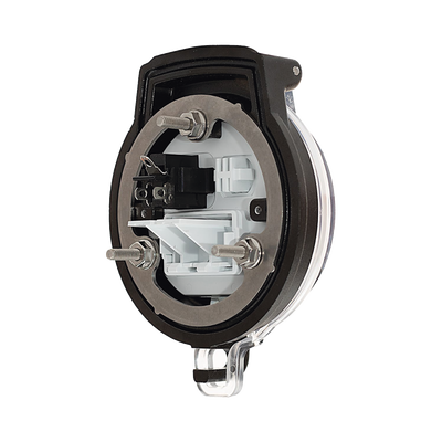 Dispositivo Circular de Puertos de Acceso a Datos, Con Dos Espacios Para Módulos Mini-Com y Un Receptáculo NEMA 5-15R, Protección IP66, de 3" de Diámetro