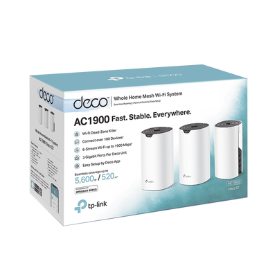 Kit 3 Routers Inalámbricos MESH Interior para Hogar / Doble Banda Wi-Fi 5 AC1900 Mbps / 3 Puerto Gigabit WAN/LAN / 3 Antenas Internas / Administración Mediante la App Deco (iOS, Android)