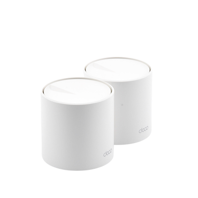 Kit 2 Routers Inalámbricos MESH Interior para Hogar / Doble Banda Wi-Fi 6 AX1800 Mbps / 2 Puerto Gigabit WAN/LAN / 2 Antenas Internas / Administración Mediante la App Deco (iOS, Android) / Protección HomeShield