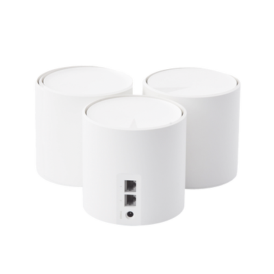 Kit 3 Routers Inalámbricos MESH Interior para Hogar / Doble Banda Wi-Fi 6 AX1800 Mbps / 2 Puerto Gigabit WAN/LAN / 2 Antenas Internas / Administración Mediante la App Deco (iOS, Android) / Protección HomeShield