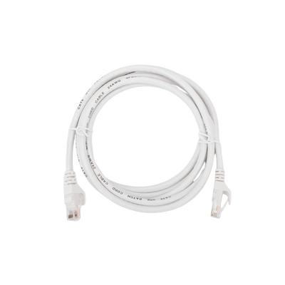 Cable de Parcheo (Patch Cord) / UTP / Cat. 6 (24 AWG) / 2 Metros / Color Blanco/ Ideal para PoE+ / Interior