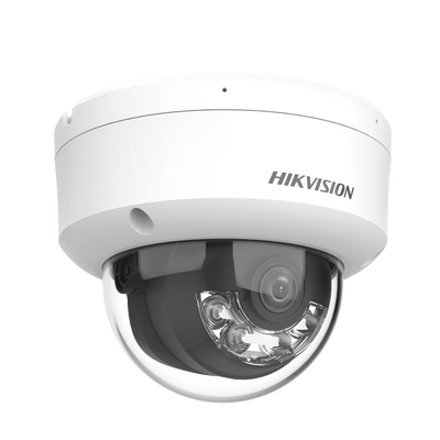 [Dual Light] Domo IP 8 Megapixel (4K) / Lente 2.8 mm / 30 mts IR + 30 mts Luz Blanca / Micrófono Integrado / Antivandálico IK08 / ACUSENSE Lite / Exterior IP67 / H.265 / PoE / Micro SD