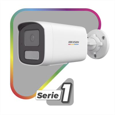 [Dual Light + ColorVu] Bala IP 2 Megapixel / Lente 4 mm / 50 mts IR + 50 mts Luz Blanca / Micrófono Integrado / ACUSENSE Lite / Exterior IP67 / dWDR / PoE / Micro SD