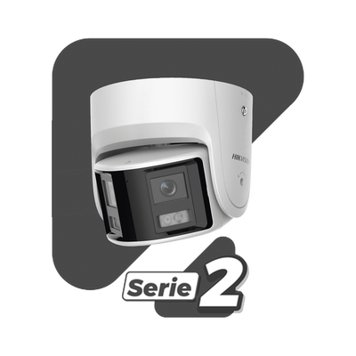 [FlexVu] [PROTECCIÓN ACTIVA] Turret IP 4 Megapixel / 2 Lentes de 2.8 mm (Imagen Panorámica 180°) / 30 mts IR / Exterior IP67 / Luz Intermitente y Alerta de Audio / Audio Bidireccional / ACUSENSE / WDR 120 dB / Micro SD