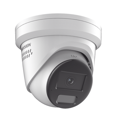 [Dual Light + ColorVu] Turret IP 4 Megapixel / Lente 2.8 mm / 30 mts IR + 30 mts Luz Blanca / Exterior IP67 / Luz Intermitente y Alerta de Audio / Micrófono Integrado / Videoanaliticos (Filtro de Falsas Alarmas) / WDR 130 dB / Captura Facial