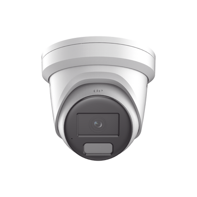[Dual Light + ColorVu] Turret IP 4 Megapixel / Lente 2.8 mm / 40 mts IR + 40 mts Luz Blanca /  Microfono Integrado  / Exterior IP67 /   WDR 130 dB / ACUSENSE / Captura Facial / ACUSEARCH