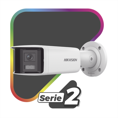 [FlexVu] [ PROTECCIÓN ACTIVA ] Bala IP Panorámica 4 Megapixel / 2 Lentes 2.8 mm (180°) / Imagen a Color 24/7 (ColorVu) / PoE / WDR 130° / IP67 / ACUSENSE / Luz Estroboscópica y Alarma Audible / 40 mts Luz Blanca / Micro SD