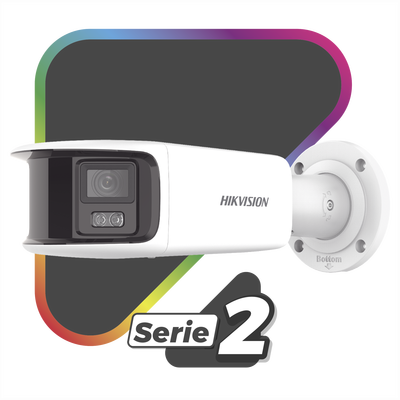 [FlexVu] [ PROTECCIÓN ACTIVA ] Bala IP Panorámica 8 Megapixel (4K) / 2 Lentes 4 mm (180°) / Imagen a Color 24/7 (ColorVu) / PoE / WDR 130° / IP67 / ACUSENSE / Luz Estroboscópica y Alarma Audible / 40 mts Luz Blanca / Micro SD