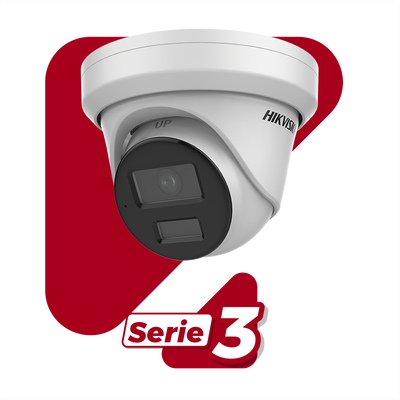 Turret IP 6 Megapixel  / Lente 2.8 mm / 40 mts IR / Exterior IP67 / Micrófono Integrado / DARKFHGITER / PoE / Alarmas y Audio I/O / ONVIF / Micro SD / 4 Analíticos: AcuSense, Deteccion Facial, Conteo de Personas por Cruce y Zona