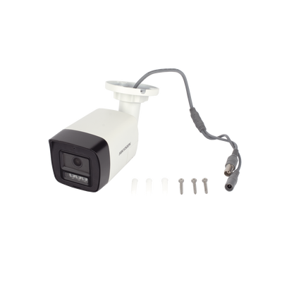 [Audio Bidireccional + Dual Light + ColorVu] Bala TURBOHD 2 Megapixel (1080p) / Lente 2.8 mm / 30 mts IR EXIR + 20 mts Luz Blanca / Micrófono y Bocina Integrado / Exterior IP67 / Metal / dWDR