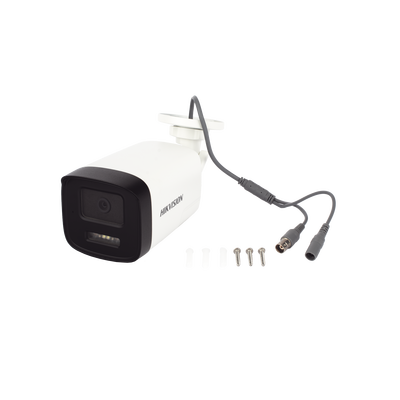 [Audio Bidireccional + Dual Light + ColorVu] Bala TURBOHD 3K  (5 Megapixel) / Lente 3.6 mm / 40 mts IR EXIR + 40 mts Luz Blanca / Micrófono y Bocina Integrado / Exterior IP67 / dWDR