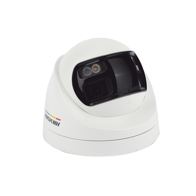[ColorVu + Panoramica + Dual Light] Turret TURBOHD 3K (5 Megapixel) / Micrófono Integrado / Visión 180° / Imagen a Color 24/7 / 40 mts Luz Blanca + 40 mts IR / Exterior IP67 / WDR