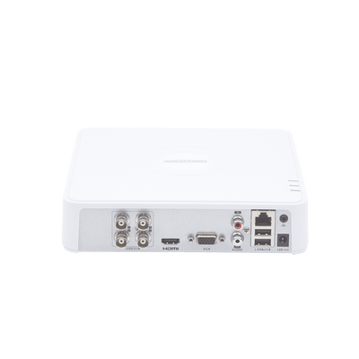 DVR 1080P lite / 4 Canales TURBOHD + 1 Canal IP / 1 Bahía de Disco Duro / H.264+ / 1 Canal de Audio / Salida de vídeo Full HD
