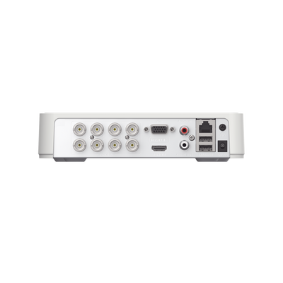 DVR 2 Megapixel (1080P) lite / 8 Canales TURBOHD / AcuSenseLite (Busqueda Inteligente Personas Vehiculos) / 1 Bahía de Disco Duro / H.265+ / Audio por Coaxitrion y Audio Bidireccional / Detección de movimiento 2.0 / Salida de vídeo Fu