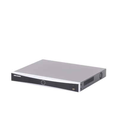 NVR 12 Megapixel (4K) / 16 canales IP / AcuSense (Evita Falsas Alarmas) / Reconocimiento Facial / 2 Bahías de Disco Duro / HDMI en 4K / Sin Puertos PoE+ / Alarmas I/O