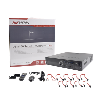 DVR 2 Megapixel / 16 Canales TURBOHD + 2 Canales IP / 8 Bahías de Disco Duro / 16 Canales de Audio / 16 Entradas de Alarma