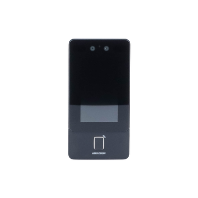 Terminal Min Moe PoE & WiFi de Reconocimiento Facial y Huella con Lector MIFARE / Exterior IP65  / Hasta 1.5 mts en Lectura de Rostro / Soporta P2P / 1,500 Rostros / 3,000 Huellas / Salida 12 Vcd para Chapa / PoE / SIP Estandar / HIK-IA