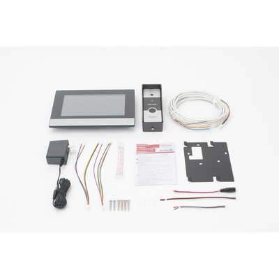 Kit de Videoportero Híbrido de Plastico / IP a 4 Hilos con Función de Llamada a App Hik-Connect / Monitor se Conecta a Internet por Cable o WiFi y por 4 Hilos al Frente de Calle / Expandible a Mas Equipos