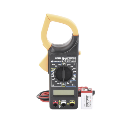 Multímetro Digital de Gancho DT266 600 Vcc / Vca  CATII. Con pantalla LCD. Incluye Batería ER-9V de 9V