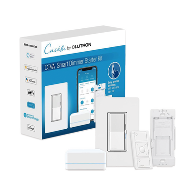 (Caseta Wireless) Kit Hub controlador, atenuador, control remoto PICO, base de pared y tapa.