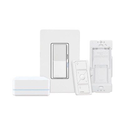 (Caseta Wireless) Kit Hub controlador, atenuador, control remoto PICO, base de pared y tapa.
