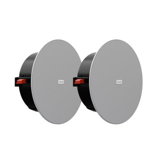 BIAMP Desono DX-IC4LP-W Altavoz de techo coaxial de perfil bajo y alta eficiencia de 4,5 pulgadas con controlador de compresión de alta frecuencia; funcionamiento a 8 ohmios o 70 V/100 V.60 W continuos, 240 W de pico 1 Par