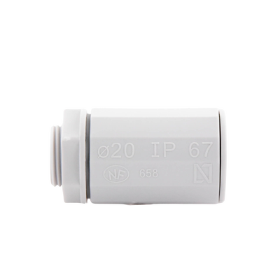 Conector de tubería rígida a caja (Racor), PVC Auto-extinguible, de 20 mm