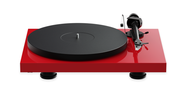 Pro-Ject DEBUT CARBON EVO RED Tornamesa de tres velocidades, Reproduce discos de 33 1/3 y 45 rpm, Bandeja de acero de 12" y 3,8 lb con amortiguación de TPE, Control de velocidad electrónico preciso y estable, Conectores RCA chapados en oro(rojo brillante)