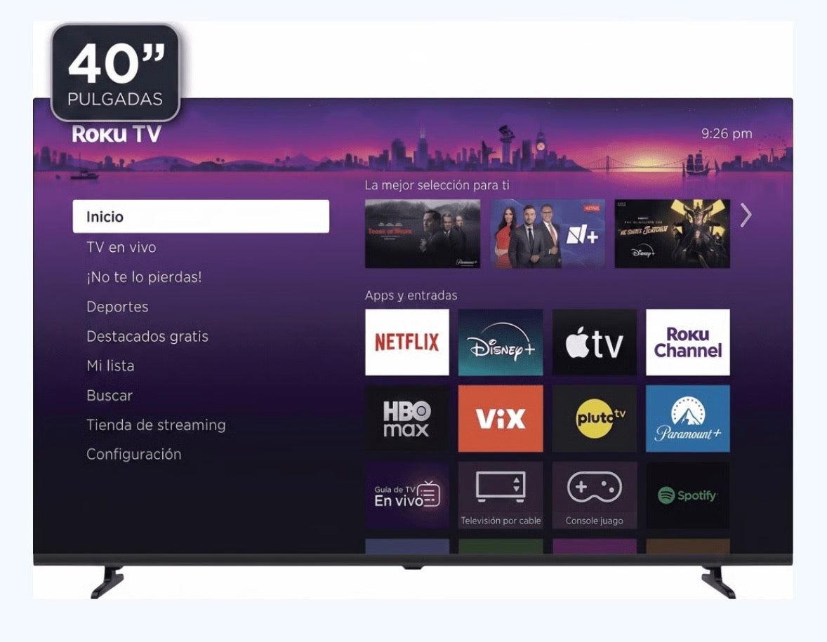 ROKU SmartTV QLED 40 Pulgadas / Dolby audio / 3 puertos HDMI / Resolucion Full HD / WiFi Integrado / VESA 100x100 mm